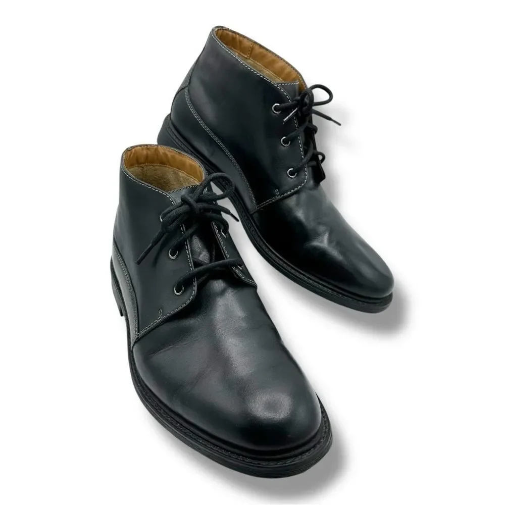 BOSTONIAN Leather Brently Style Chukka Low Boot Shoe BLACK‎ Mens Size 11.5